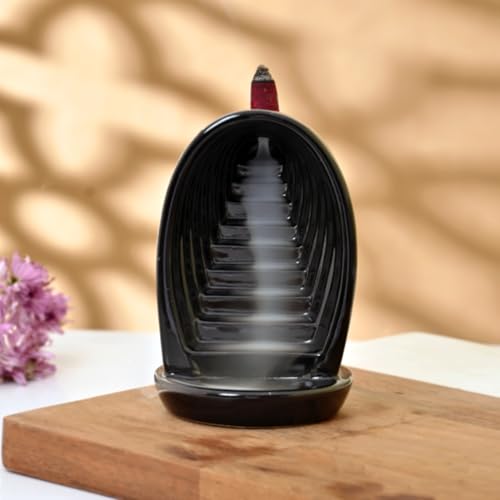 Image of Ceramic Backflow Smoke Fountain Incense Holder for Home Decor Gifts with 30 Smoke Cones by Craftam