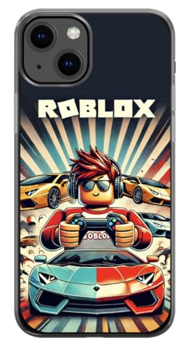 EZB Fun Gaming Theme Ro-blox iPhone Compatible Phone Case | Flexible Shock Absorbent Edges Colourful unique Pop Art Phone Cover | Ro-blox Driver (iPhone 13) Black