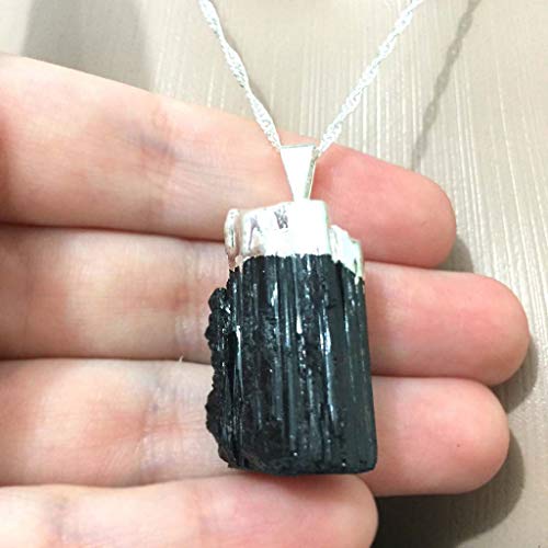 Colar Folheado Prata Turmalina Negra Bruta