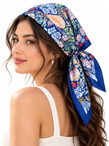 Image of Ravaiyaa - Attitude is everything Women Printed Silk Bandana 21 x 21 Inch Square Headband & Hair Wrap, Soft & Versatile | Fashion Neck Wrap