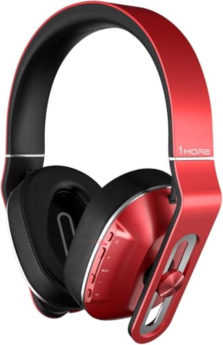1MORE Here I Hear - 1MORE Wireless Over-Ear Headphones Bluetooth Comfortable Earphones with Bass Control, Durable Headband, Noise Cancellation Mic and in-Line Remote Controls for Apple iOS/Android/PC/Tablet - MK802 Red