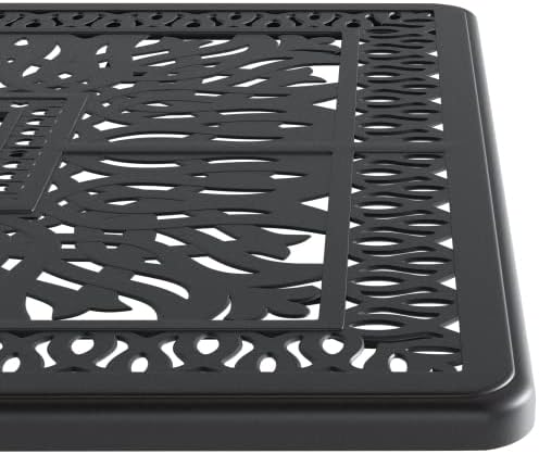 59" Outdoor Dining Table with Umbrella Hole, 6 Person Cast Aluminum Outdoor Rectangle Dining Table for Garden, Poolside（Black）