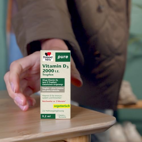 Doppelherz pure Vitamin D3 Tropfen – Vitamin D trägt zur normalen Funktion des Immunsystems bei – 9,2 ml