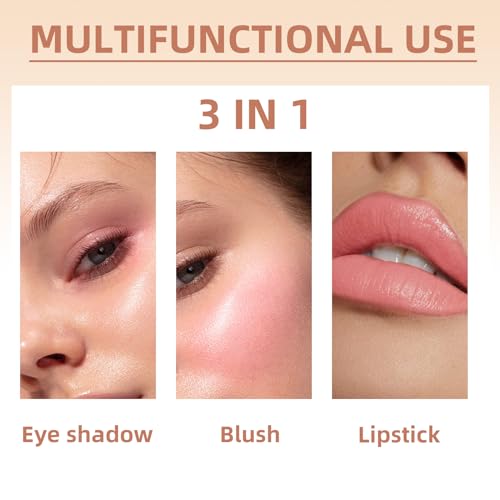 NewBang Glow Blush Stick, 3 in 1 Multi-Use Cream Blush for Cheeks Lip Eyeshadow, Travel-Friendly Tinted Solid Moisturizer Blush, Waterproof Natural Nude Matte Powder Blusher Makeup, Shy Pink - Image 5