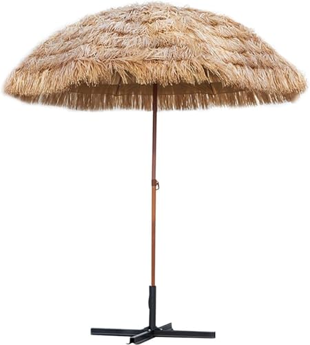 Parasol redondo de brezo artificial de 2.4 metros con sistema basculante para jardín 5