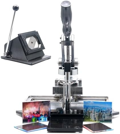 Button Maker Machine for Fridge Magnets with Paper Cutter and 100 Components for Picture Badges, Gift Buttons, Team Badges,90x65mm