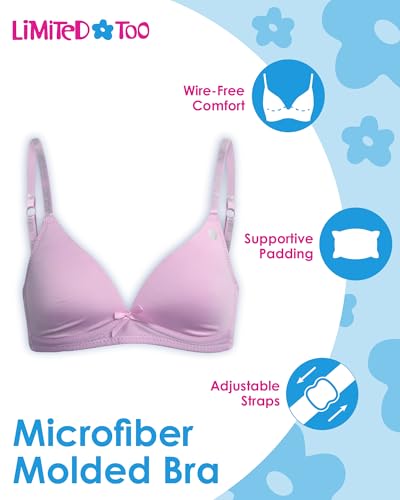 Limited Too Girls' Bras - 3 Pack Lightweight Wireless Microfiber Bras for Girls, Seamless Molded Everyday Bra (30A-34A)2
