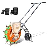 BONXRDUN Sembradora manual, máquina de siembra equidistante, distribuidor de fertilizantes de pico de pato de acero inoxidable, tolva de semillas visible, adecuada para jardines y granjas pequeñas