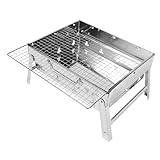PartyKindom Tragbarer Bbq Grill Camping Holzkohlegrill Klappbar und Hitzebeständig Outdoor Barbecue Grillgerät mit Guter Luftzirkulation für Garten und