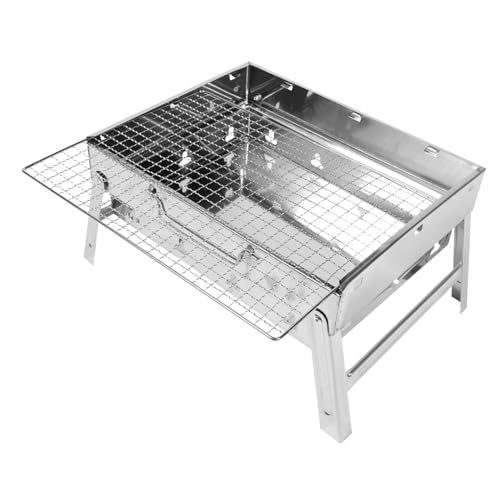 PartyKindom Tragbarer Bbq Grill Camping Holzkohlegrill Klappbar und Hitzebeständig Outdoor Barbecue Grillgerät mit Guter Luftzirkulation für Garten und
