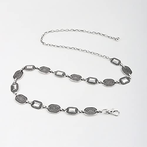 FGSS Women-Classic Concho-Chain-Belt - Boho-Metal-Waist-Chain Western-Cowboy-Link-Belts for Jeans Pants Dresses (Waist 36")2