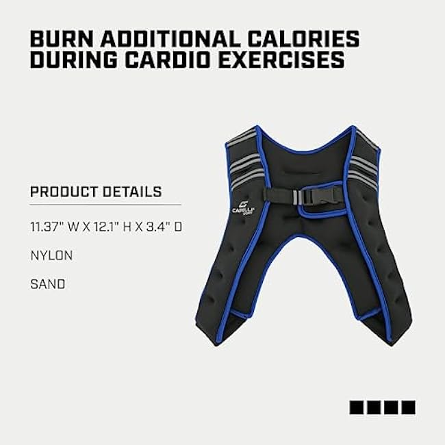 Capelli Sport Running Weighted Vest, Neoprene Adjustable Weighted Vest for Men and Women, Blue/Black, 10 lbs