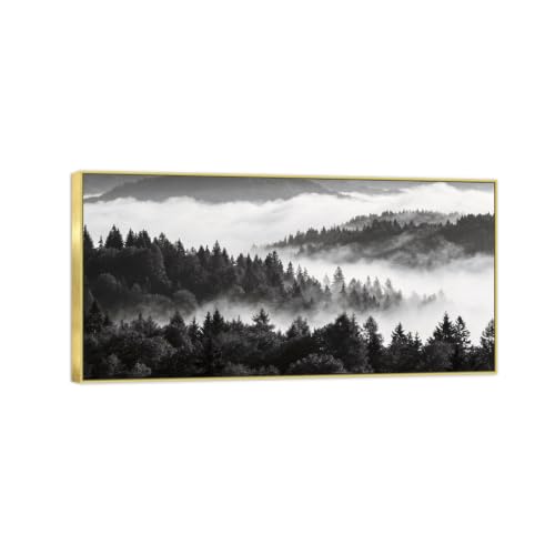 Tableau Arbre Nuages 5 noir et blanc paysage sur toile décoration murale de salon 60x120
