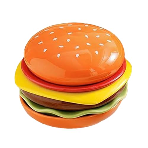 Juego de cuencos y platos, platos de salsa de inmersión | Vajilla apilable en forma de hamburguesas de cerámica para cumpleaños y día de la madre