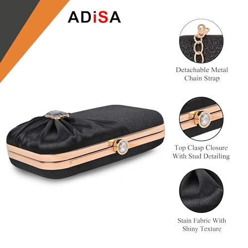 Image of ADISA Studded formal party clutch with gold chain for women and girls (CL107)