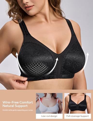 Image of Wingslove Women's Minimizer Bra Wireless Full Coverage Non-Padded Plus Size No Underwire Everyday Comfort
