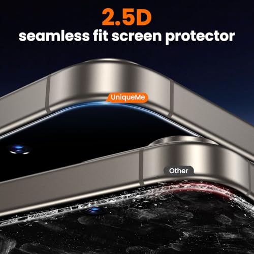 Image of UniqueMe 2 Pack for iPhone 15 Pro Max Privacy Screen Protector - 6.7 inch [Military Grade Shatterproof & 9H+ Hardness] Privacy Screen 15 Pro Max Tempered Glass Full Coverage,Easy to install