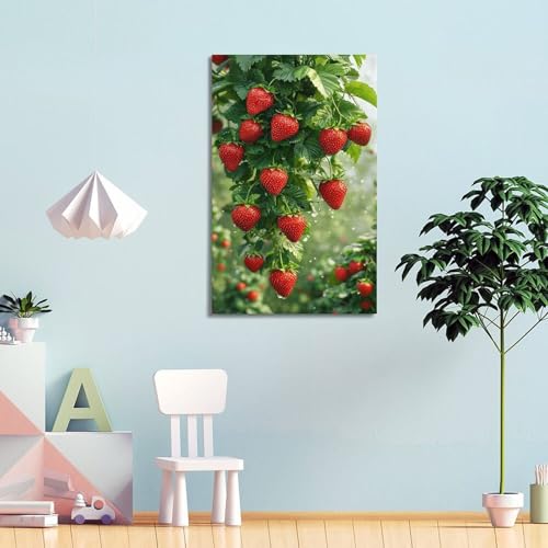 Poster mural à suspendre fraises rouges déco moderne 40x60cm