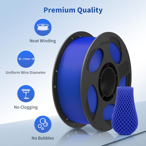 Image of ANYCUBIC PLA 3D Printer Filament, 3D Printing PLA Filament 1.75mm Dimensional Accuracy + /- 0.02mm, 1KG Reusable Spool (2.2 lbs), Blue