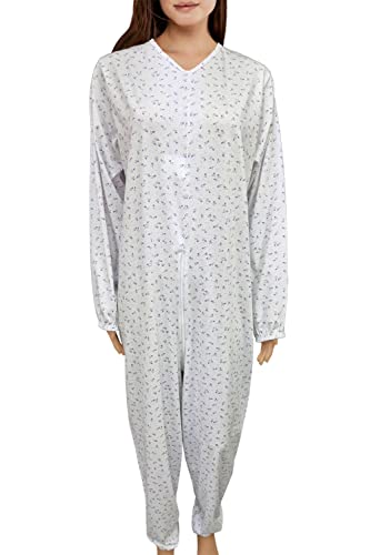 CRAVANA CRV Pyjama de survêtement sanitaire pour personnes âgées homme femme d'été 100 % coton frais, combinaison sanitaire fabriquée en Italie, pyjama sanitaire, 23femma05, M Cover