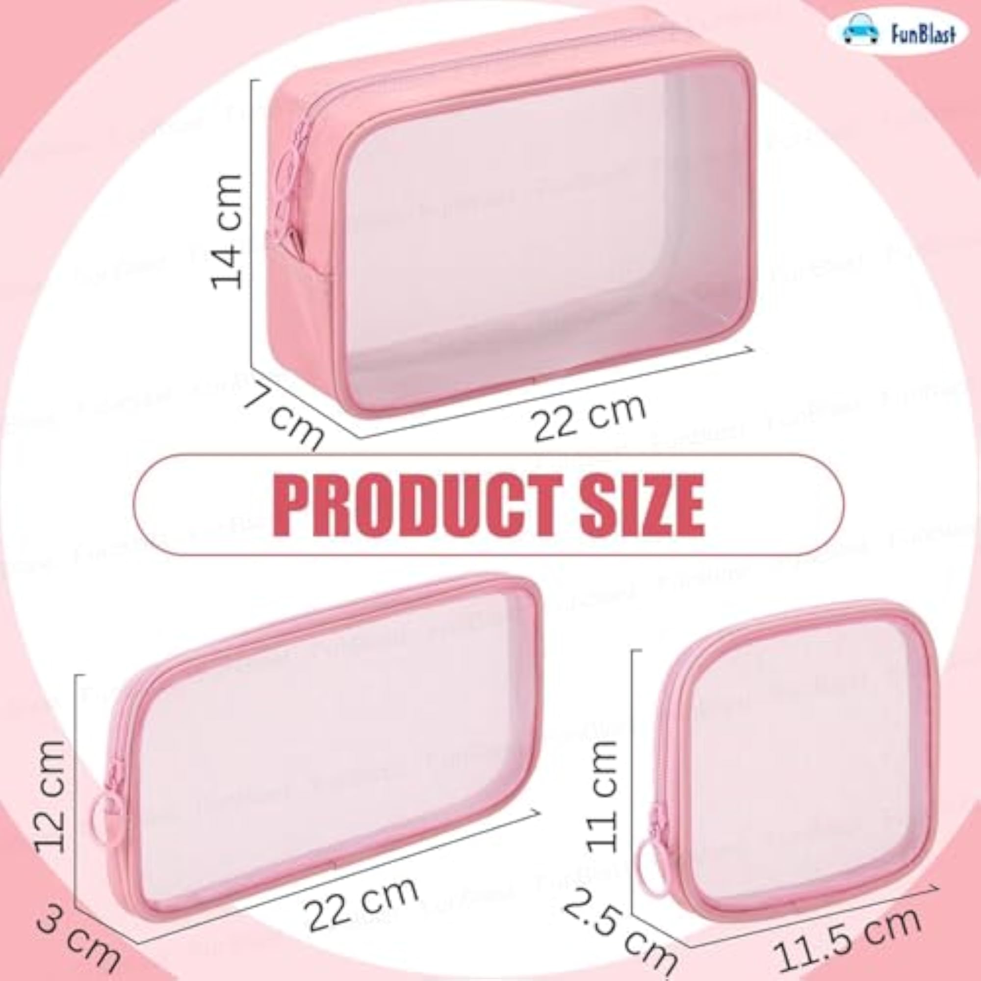 3 Pcs Cosmetic Pouch Case - Travel Mesh Makeup Bags