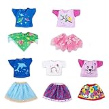 Wakao Set of 5 Color-Topic Doll Clothes for 14.5 Inch American Girl Wellie Wishers Dolls (Purple,Yellow,Blue,Pink,Green)