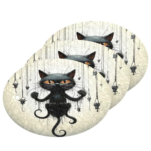 Coikll Black Cat Kitchen Sponges Cleaning Odor Free Non Scratch Dish Sponge for Cleaning Dishes Bathroom - 3 PCS