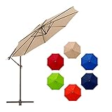 Ralawen 10 Ft Patio Umbrella Offset Cantilever Umbrellas Hanging Market Umbrella with Crank & Cross...