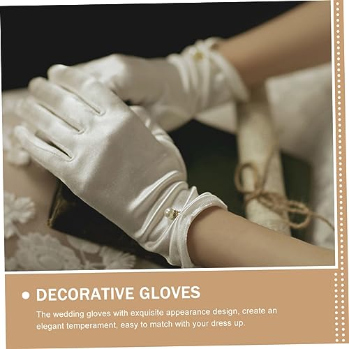 1 Pair Elegant Satin Gloves for Women Bridal Wedding Chic Mesh Design for Dance Parties Special Occasions Fits All Comfortable Eye Catching Accessory4