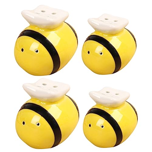 BRIGHTFUFU Gold Bee Themed Salt Pepper Ceramic Seasoning Jars Powder Dispenser for Kitchen Decor