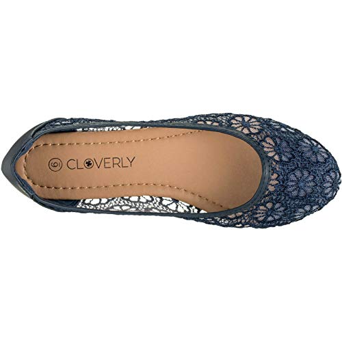 CLOVERLAY Women's Ballet Shoe Floral Breathable Crochet Lace Ballet Flats - Image 3