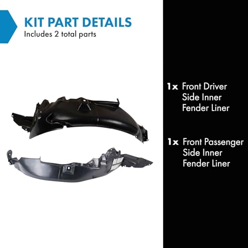 Image of TRQ Front Inner Fender Liner Set Compatible with 2006-2011 Hyundai Accent HY1250113 HY1251113