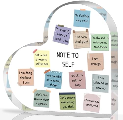 Note to Self Motivational Decor - Office Acrylic Heart Gift Thera...