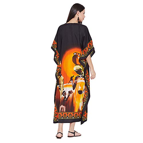 Image of Oussum Plus Size Kaftan Dresses for Women, Polyester Summer Caftan Cover Up Maxi Beach Dress, 1X-3X