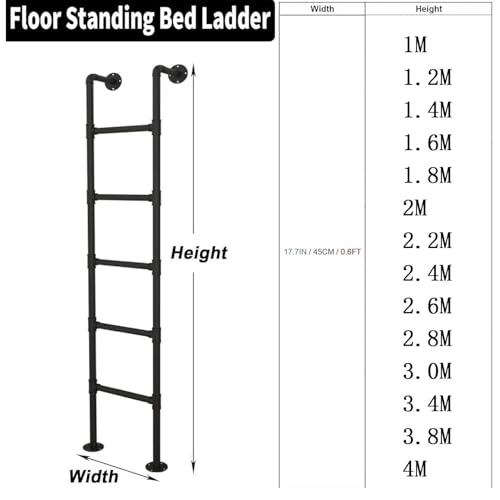 Escalera de emergencia de metal para litera, tubería de hierro para pared de 1,2 metros 7