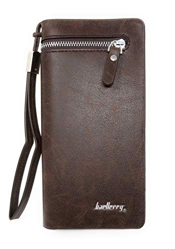 Premium Men's Bifold Long Check Book Wallet (Coffee)