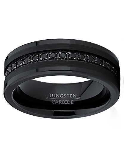 Metal Masters Co. Tungsten Carbide Black Wedding Band Eternity Ring, Cubic Zirconia Inlay Comfort Fit3