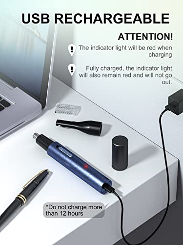Nose Hair Trimmer For Men And Women，Rechargeable Usb Ear And Nose Hair Trimmer，2023 Professional 2 In 1 Painless Eyebrow & Facial Hair Trimmer With Powerful Motor And Dual-Edge Blades Easy Cleansing #TOP3