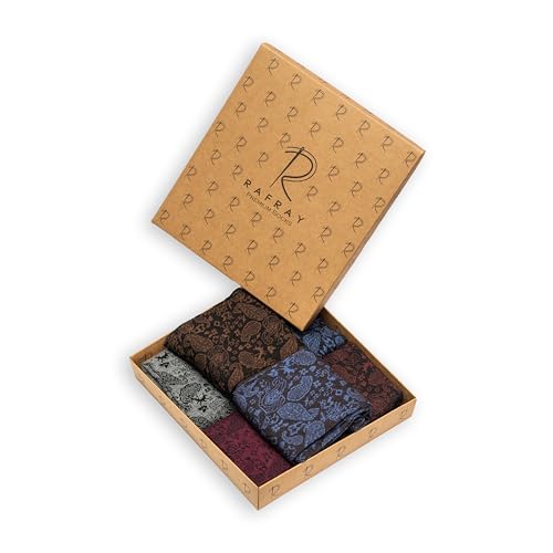 RAFRAY Bamboo Viscose Dress Socks Paisley, Men's Premium Lightweight Thin Crew Socks With Gift Box, 6 Pairs, Size 7-11.52