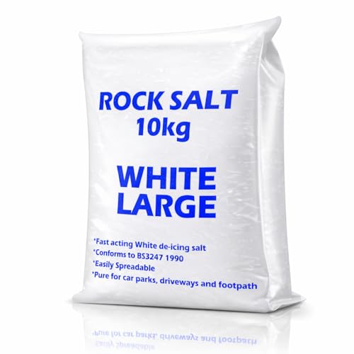 10kg Bag of Grit Rock Salt Deicing | White Grit Rock Salt for Weeds De-Icing Salt Grit for Paths Driveways & Roads of Snow & Ice