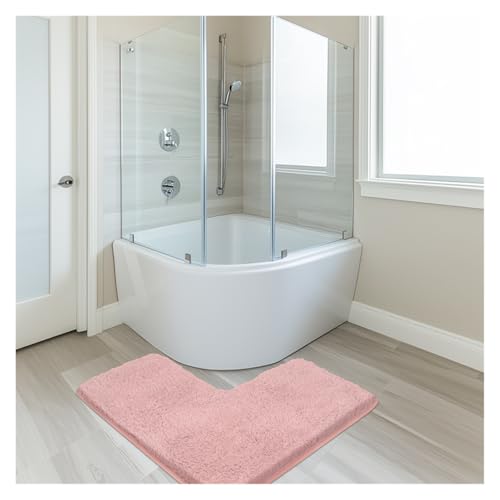 Tapis de bain absorbant en L gris antidérapant et confortable en microfibre - 3