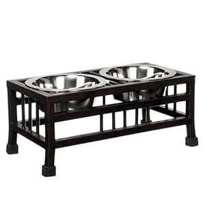 Pets Empire Pet Feeder for Dogs & Cats | Dog Bowl Stand for Large Dogs | Stainless Steel Food & Water Bowls with Iron Stand | Dog Bowls Large Size | Medium (350ml x 2 Bowl)