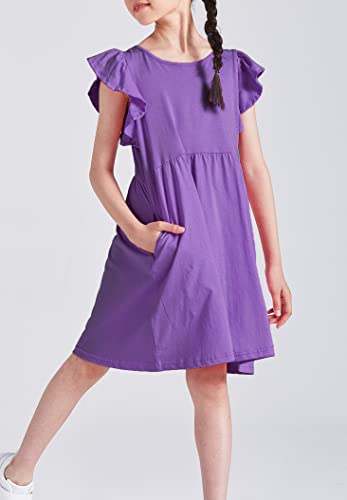 DaniChins Girl Casual Flutter Sleeve Dress with Pockets3