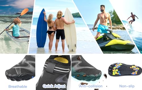 Frauen Männer Wasser Sport Schuhe Barfuß Strand Schwimmen Pool Schuhe Quick Dry Aqua Socken Anti-Rutsch Surf Tauchen Yoga Schuhe, Schwarz, 39