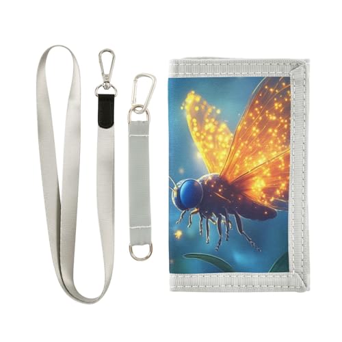 FOLIOSA Kids Wallet for Boys Girls Shining Butterfly Print Youth Wallet with Zipper Pocket Card Holders, Novelty Wallet 4.9×2.9 in