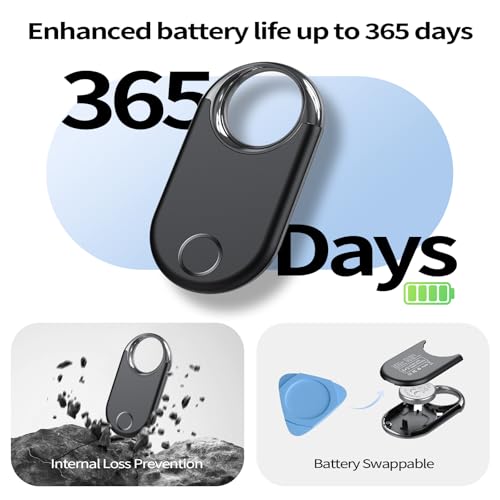 Image of Air Tracker Tags 4 Pack, Black - Bluetooth 5.3 Tracker and Item Finder Work with Apple Find My (iOS /iPadOS /MacOS Only), Locate Keys /Luggage /Backpack and More, Replaceable CR2032 Coin Battery