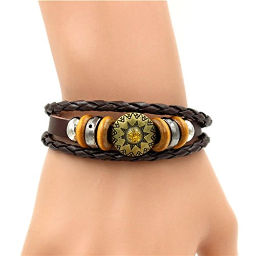 W Wild Wind (Tm Christmas Tibet Plate Amulet Retro Beads Multi Braided Adjustable Snap Wrap Bracelet #TOP2