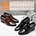 ENGEOSNGT Men's Leather Chunky Heel Slip On Dress Loafers Fashion Classic Pointed Toe Low Top Block High Heel Heightening Oxford Shoes Casual Business Wedding Prom Work Formal Shoes (Brown,7)