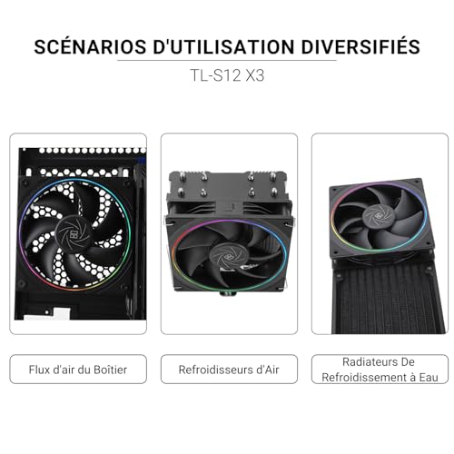 TR TL-S12X3 chłodzenie obudowy 120 mm 4-pinowe złącze PWM Cichy wentylator komputerowy z łożyskiem S-FDB w zestawie, wentylator chłodzący do 1500 obr./min