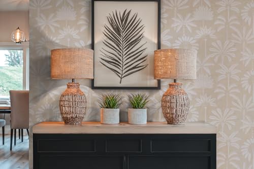 Papel pintado no tejido para tapar gotelé con diseño de jungla beige crema 4